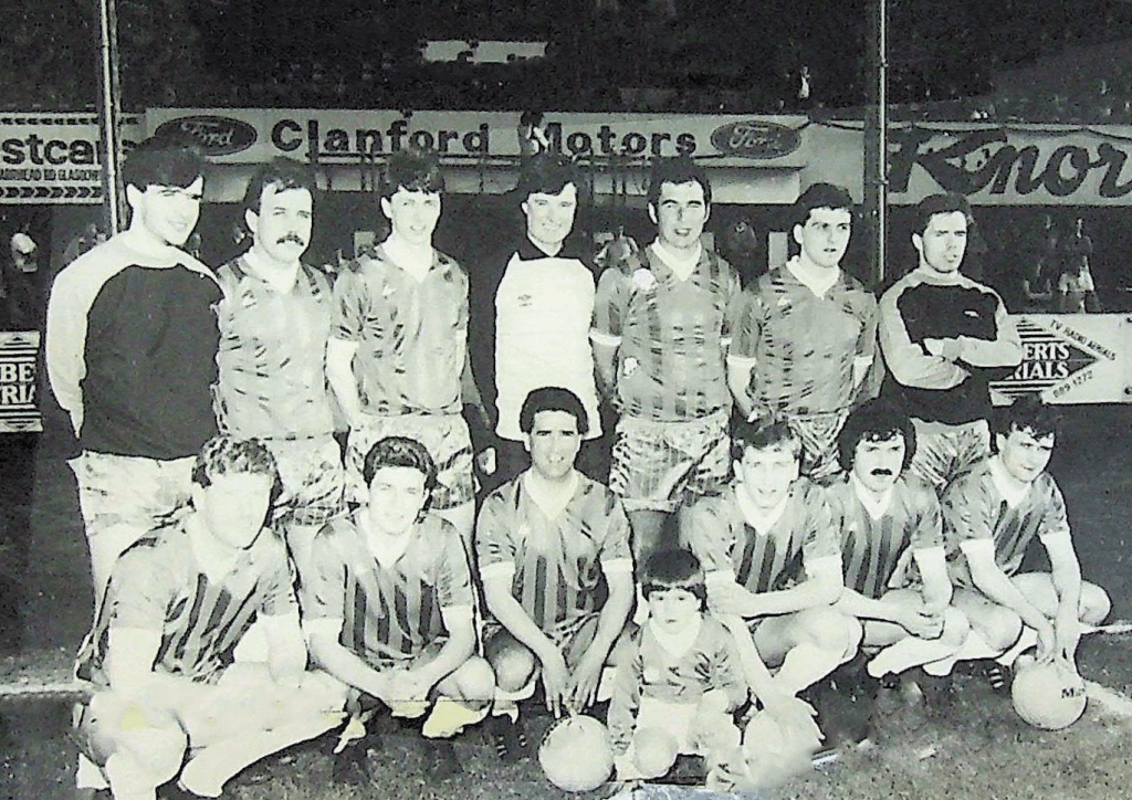Darvel Juniors line up at Love Street, Paisley, for the 1984–85 Scottish Junior Cup semi-final.